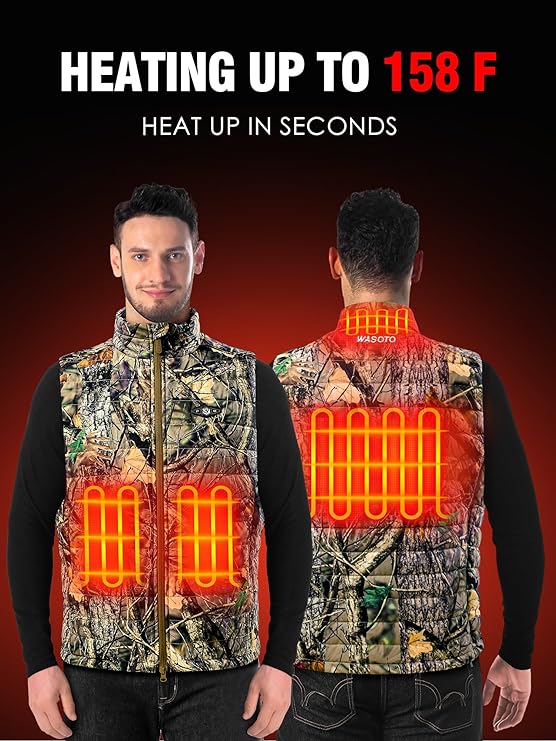 Heated Vest for Men with 9V 16000mAh Battery Pack Charger Lightweight Mens Heated Vest(Camo-b) - Image 2