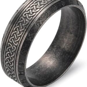 Viking Celtic Knot&Runes-Retro Black Rings for Men
