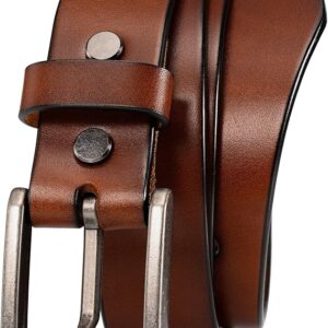 WOLFANT Thicken Full Grain Heavy Duty Cognac Belts for Men