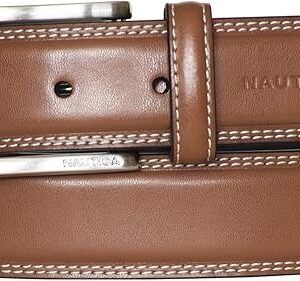 Nautica Mens Double Stitch Dress Leather Laced - Cognac Belt