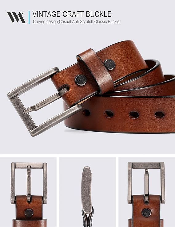 WOLFANT Thicken Full Grain Heavy Duty Cognac Belts for Men - Image 4