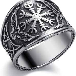 Viking Celtic Compass-Steel Black Rings for Men