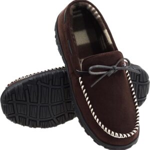 Vonair Mens Dark Brown Moccasin Slippers