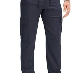 PLEPAN Mens Casual Cargo Dark Blue Joggers
