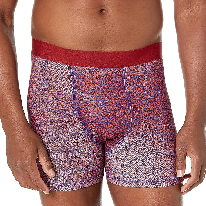 Amazon Essentials Men's Dark Blue Floral/Grey Heather/Light Pink Diamond Underwear Boxer - Image 3