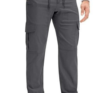 PLEPAN Mens Casual Cargo Dark Gray Joggers