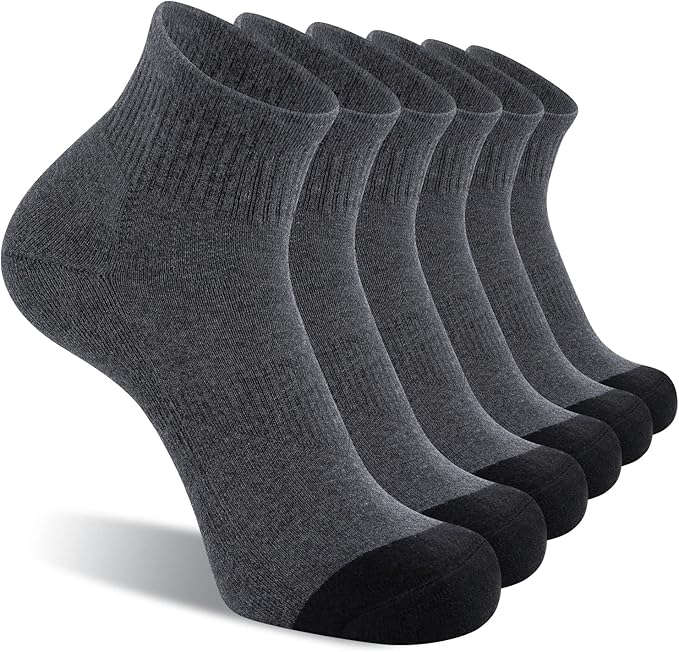 CS CELERSPORT 6 Pack Men's Dark Grey Ankle Socks