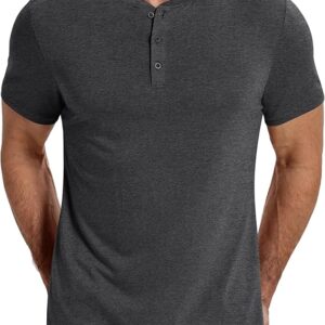 COOFANDY Henley Dark Grey Casual T-Shirt