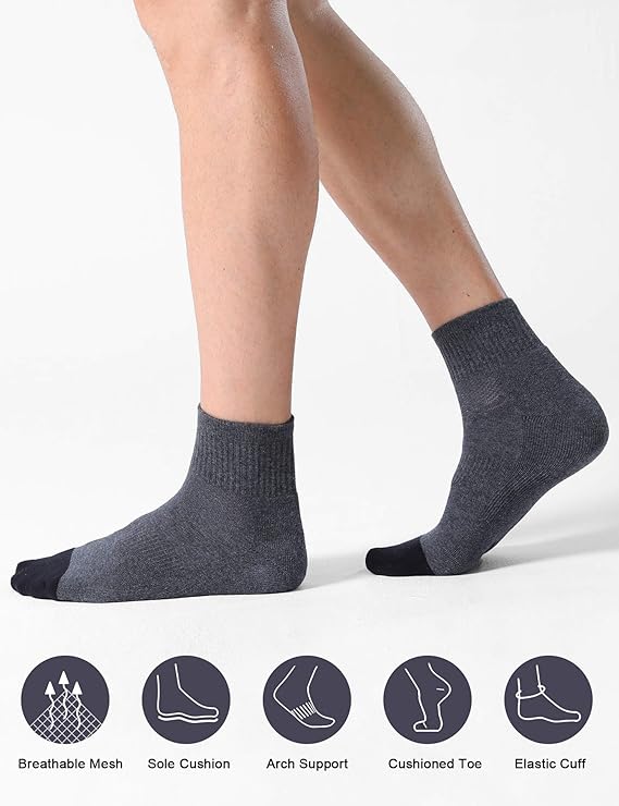 CS CELERSPORT 6 Pack Men's Dark Grey Ankle Socks - Image 4