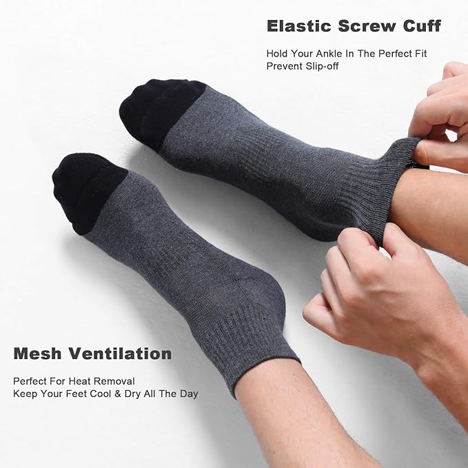 CS CELERSPORT 6 Pack Men's Dark Grey Ankle Socks - Image 3