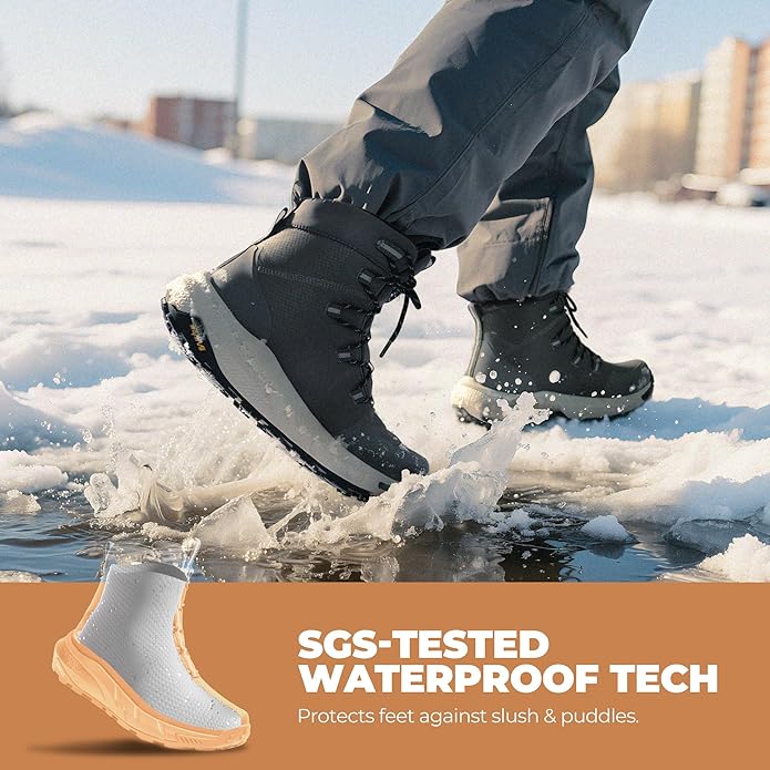 NORTIV 8 Men's Dark Grey Wide Winter Boots - Image 4