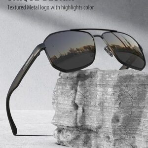 LUENX Aviator Matte Black Frame and Arm Sunglasses for Men