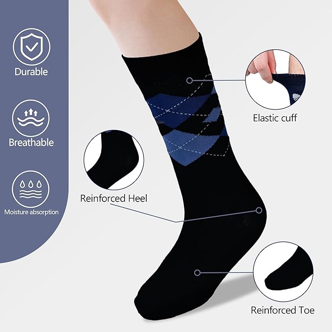 Mens Dress Socks Business Casual Pattern Earthy Stripe 6-Pairs - Image 2