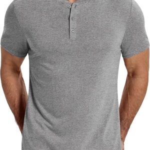 COOFANDY Henley Grey Casual T-Shirt