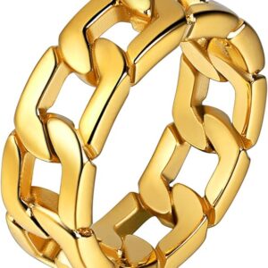 U7 Stainless Steel Mens Gold Ring