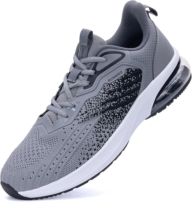 Mens Greyblack Running Shoes Slip On Tennis Athletic Fashion Sneakers