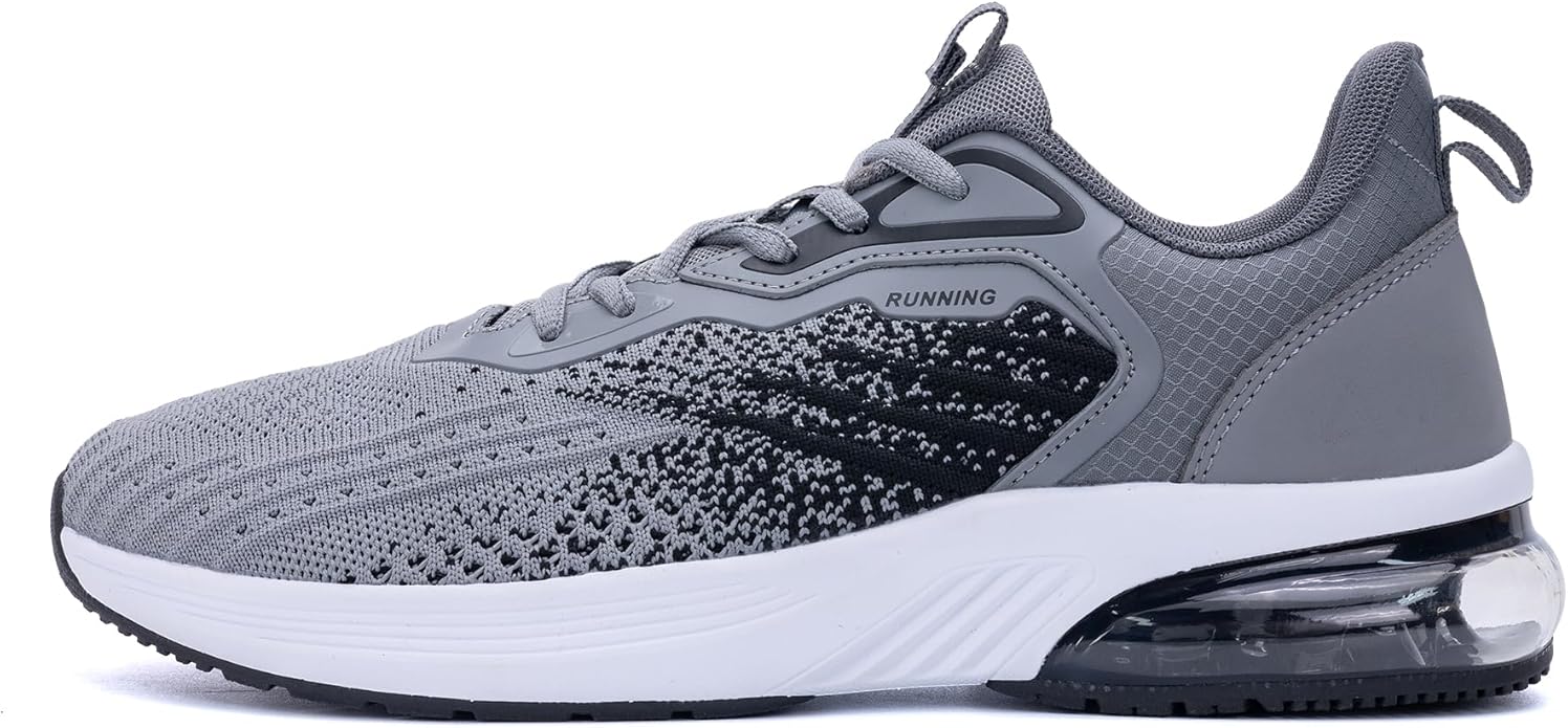 Mens Greyblack Running Shoes Slip On Tennis Athletic Fashion Sneakers - Image 2