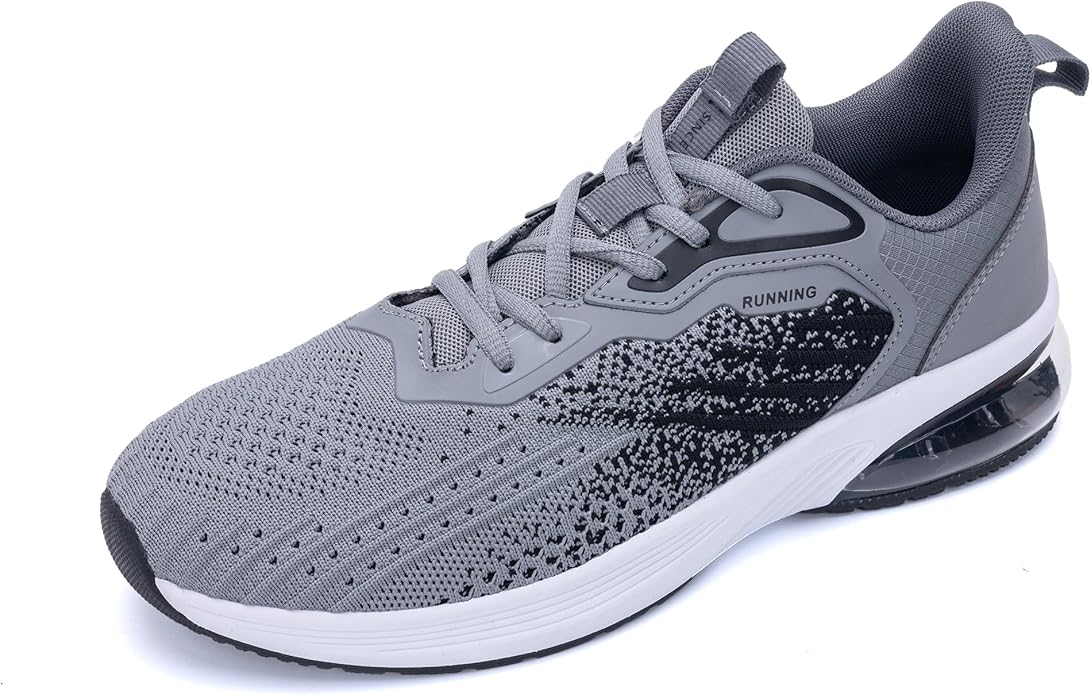 Mens Greyblack Running Shoes Slip On Tennis Athletic Fashion Sneakers - Image 3