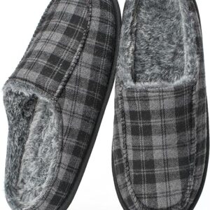 Cozylook Grey Check Men's Slip-on Slippers