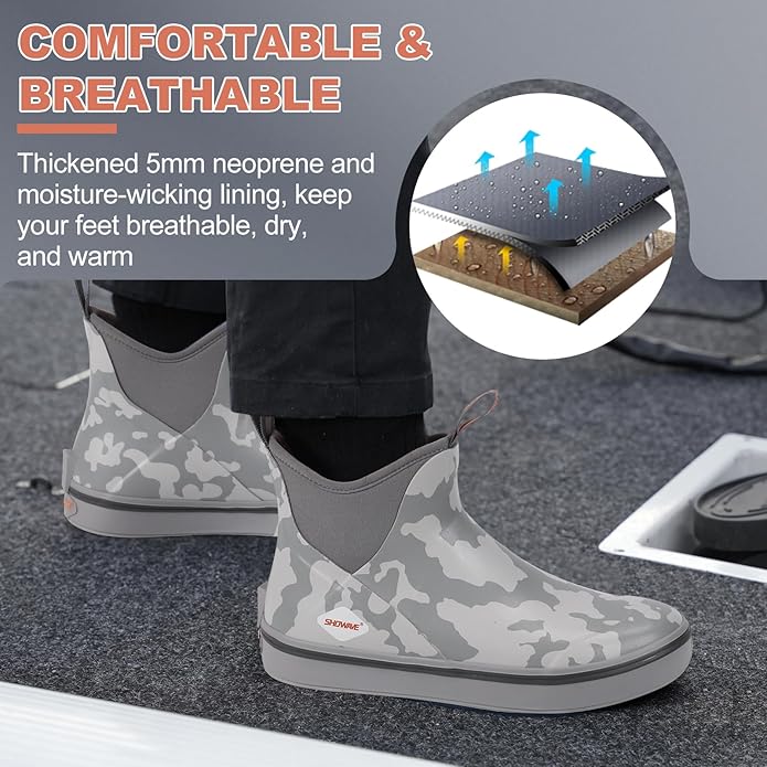 Showave Men's Grey Camo Deck Boots - Image 3