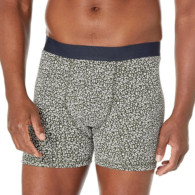 Amazon Essentials Men's Green Floral/Grey Heather/Navy/Olive/Rugby Print Underwear Boxer - Image 3