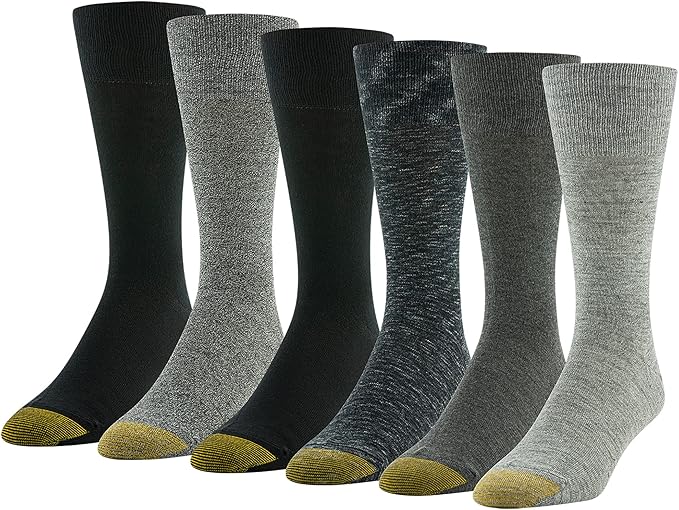 GOLDTOE Men's Cambridge Gents Heather Assorted Crew Socks 6-Pairs