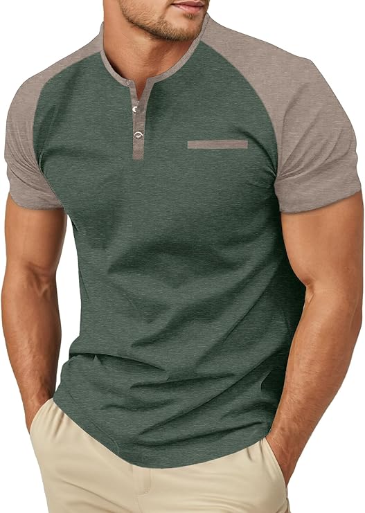 Sailwind Henley Casual Green Khaki T-Shirt