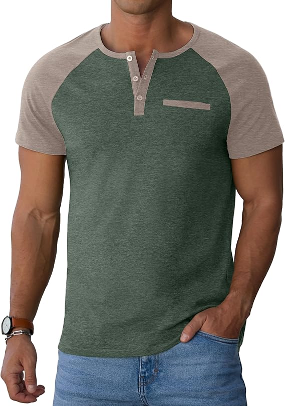 Sailwind Henley Casual Green Khaki T-Shirt - Image 2