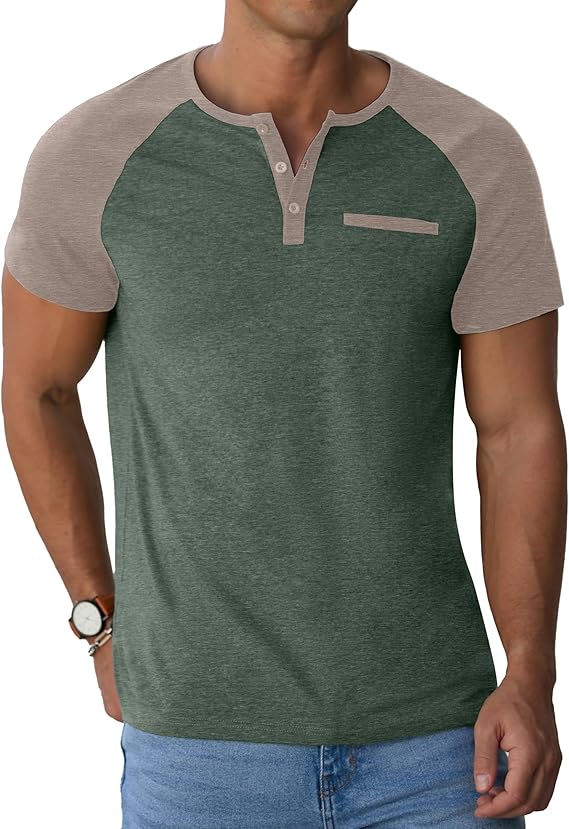 Sailwind Henley Casual Green Khaki T-Shirt - Image 3