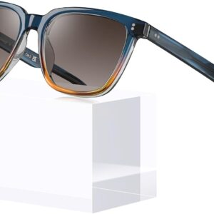 CARFIA Retro Acetate Polarized Grey Lenses Frame Sunglasses for Men