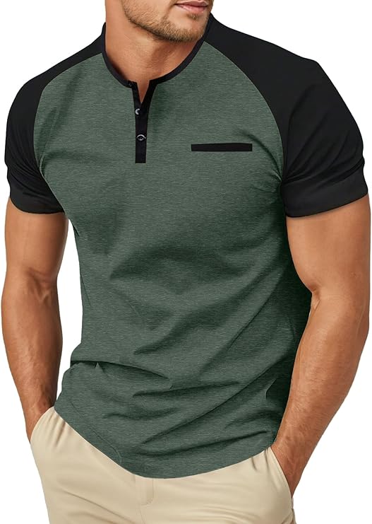 Sailwind Henley Casual Green Black T-Shirt