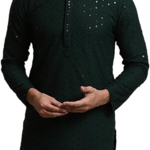Sojanya  Men'S Pure Long Kurta(Green)