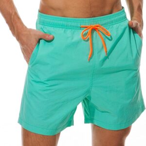 SILKWORLD Men's Green Swim Trunks