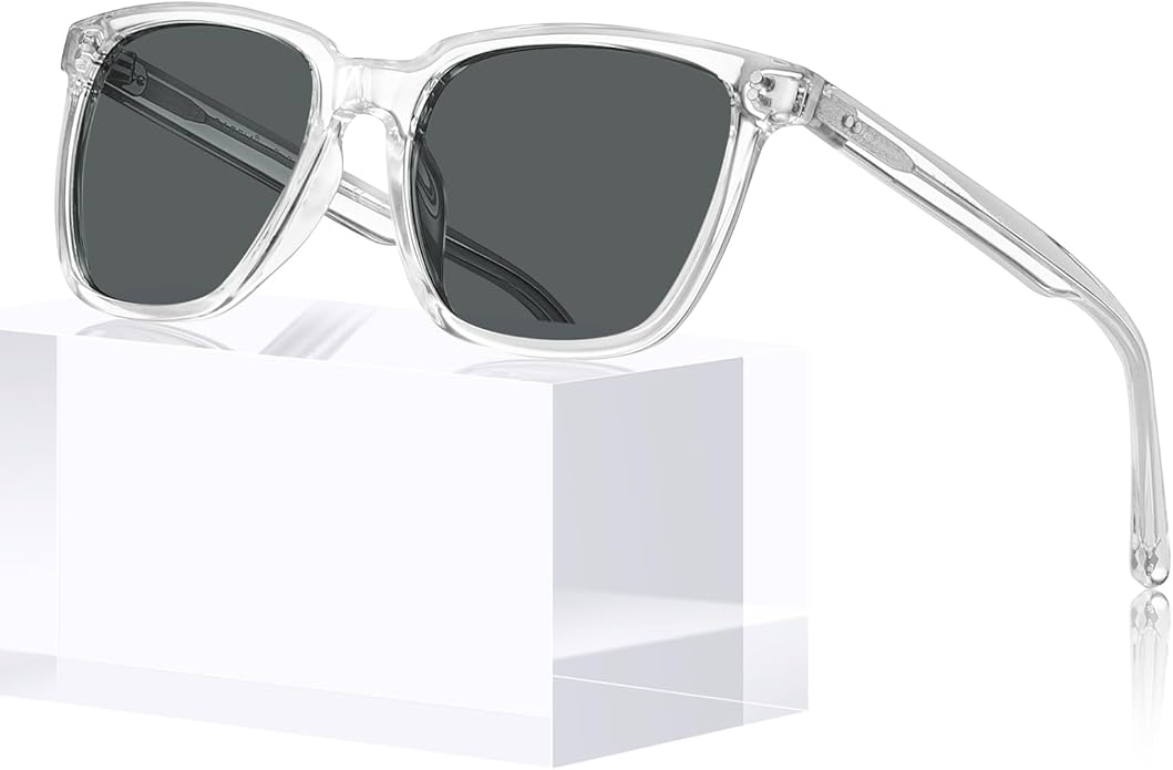 CARFIA Store CARFIA Retro Acetate Polarized Grey Lenses Frame Sunglasses for Men