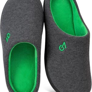 VeraCosy Men's Two-Tone Memory Foam Green House Slippers