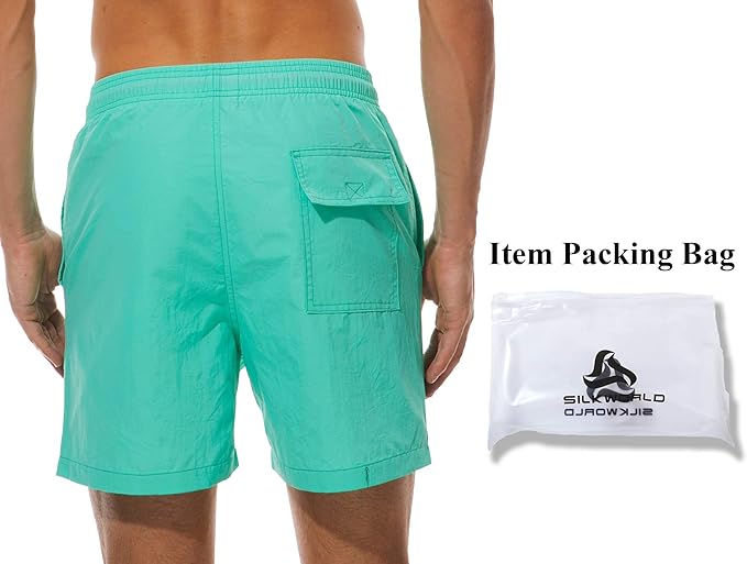 SILKWORLD Men's Green Swim Trunks - Image 2