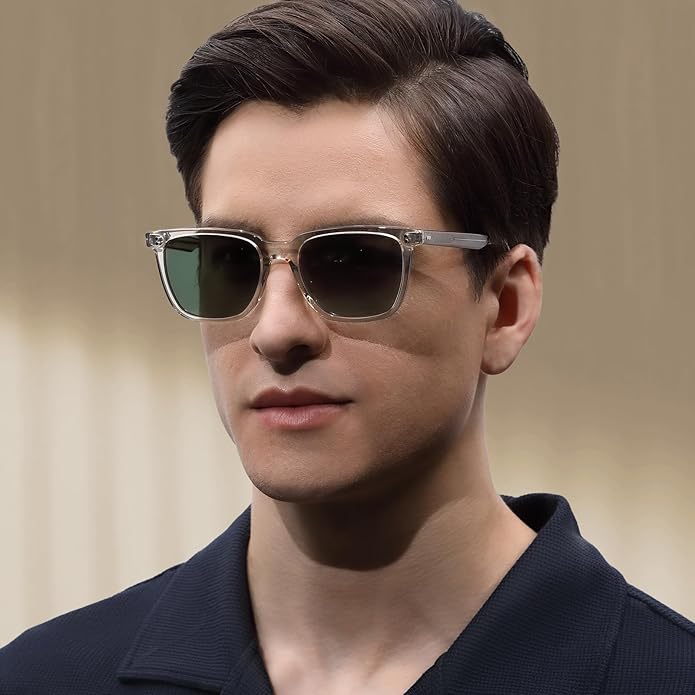 CARFIA Store CARFIA Retro Acetate Polarized Grey Lenses Frame Sunglasses for Men - Image 2