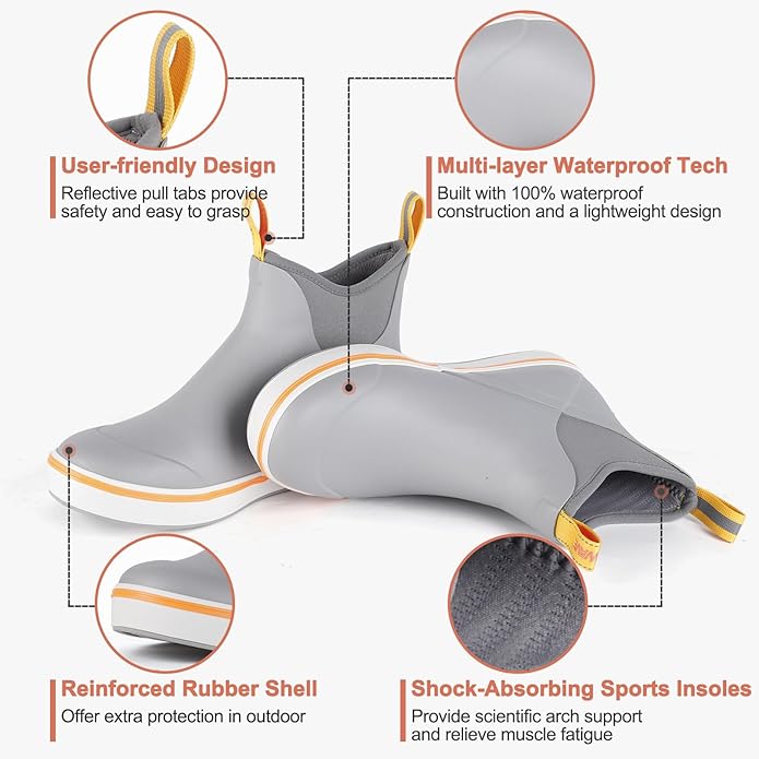 Showave Men's Grey Deck Boots - Image 4