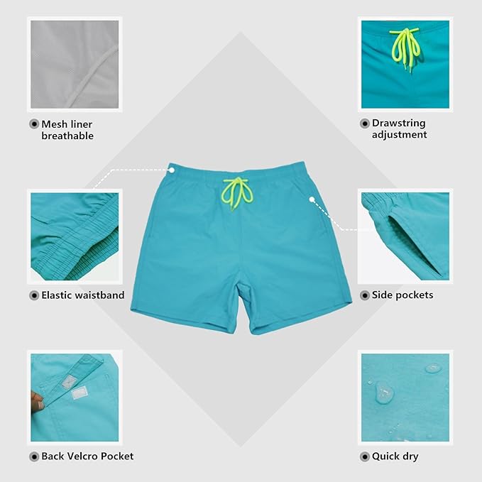 SILKWORLD Men's Green Swim Trunks - Image 4