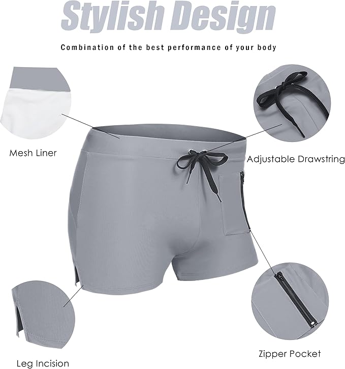 COOFANDY Mens Grey Swim Trunks Swimwear - Image 4