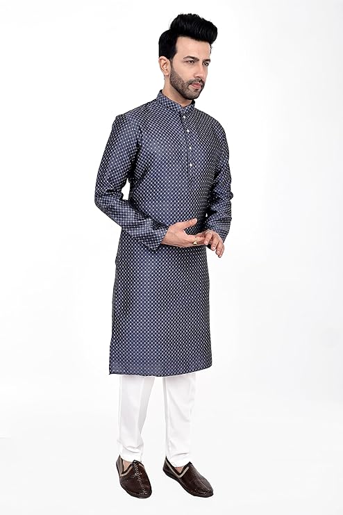 Men's Grey Kurta Pajama - Image 4