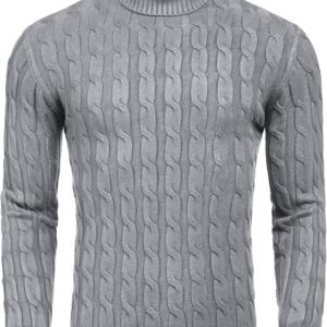 COOFANDY Men's Slim Fit Turtleneck Grey Sweater