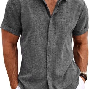 COOFANDY Linen Dark Grey Shirt