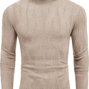 COOFANDY Turtleneck Light Khaki Sweater
