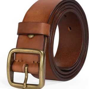 Thicken Full Grain Leather Khaki-a Mens Belt