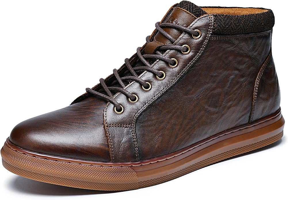 Arkbird Mens Emb Khaki Leather Sneaker