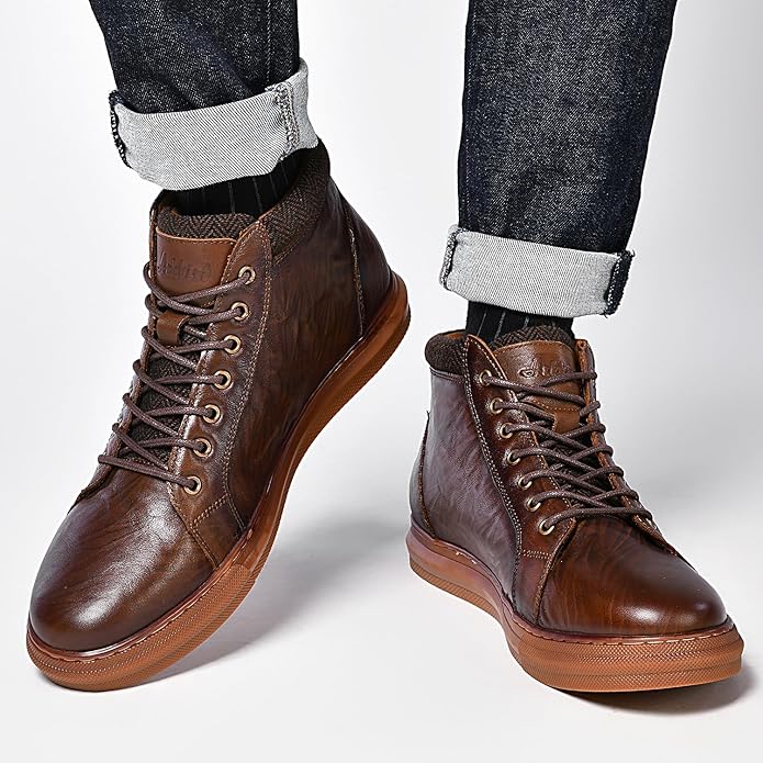 Arkbird Mens Emb Khaki Leather Sneaker - Image 2