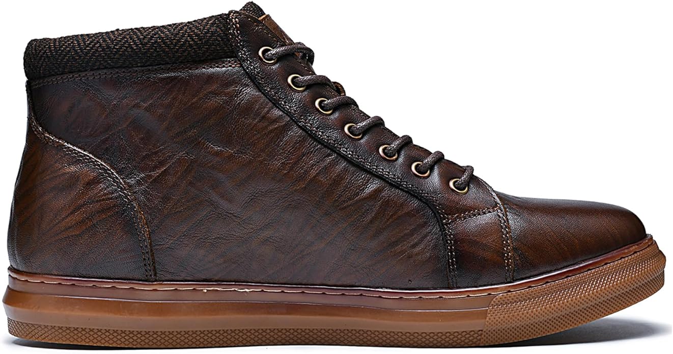 Arkbird Mens Emb Khaki Leather Sneaker - Image 3