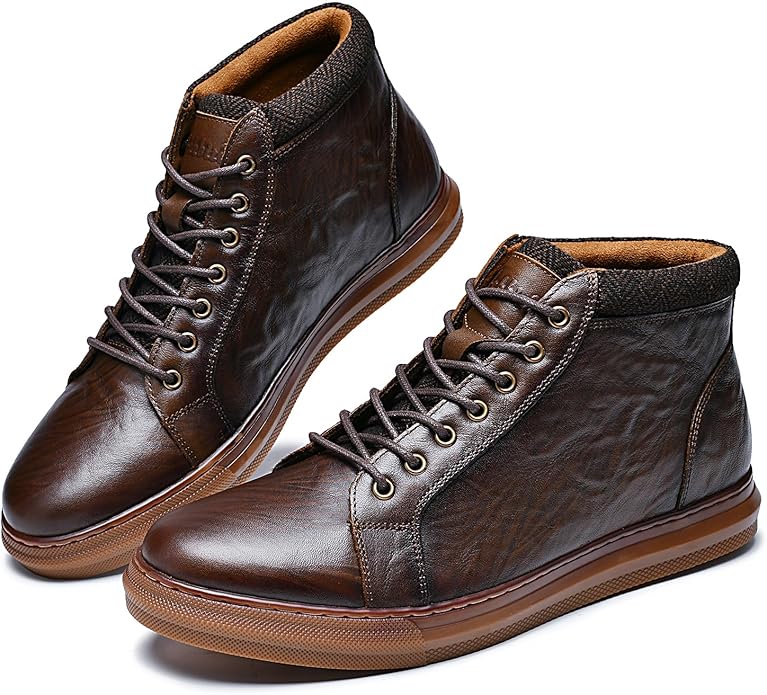 Arkbird Mens Emb Khaki Leather Sneaker - Image 4