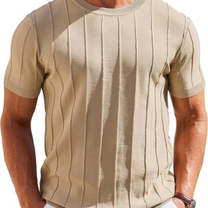 COOFANDY Knit Sweater Khaki T-Shirt